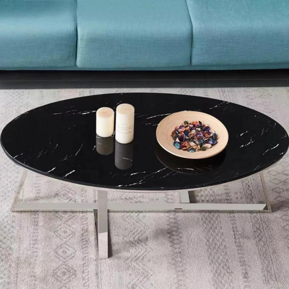 Table basse Dijeaux Argent Marbre Noir