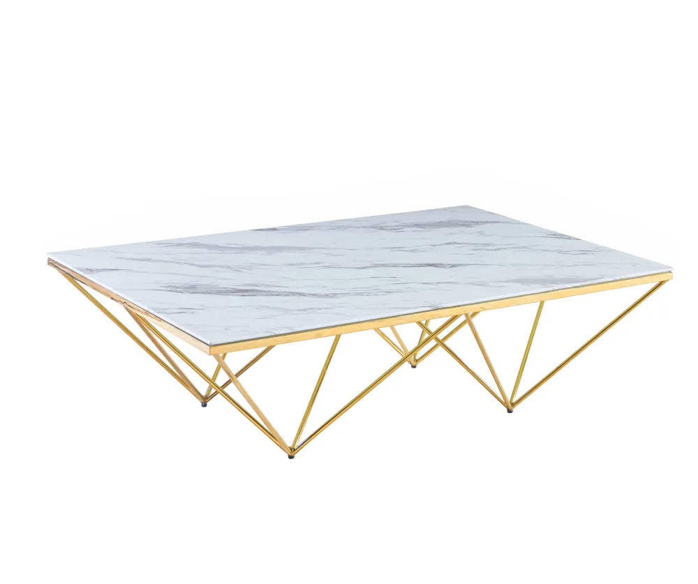 Table Basse Dita doré Marbre Blanc