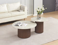 Table Basse Duo Baieta Pieds Effet Noyer Plateau Céramique Shakespeare 80+60