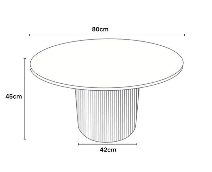 Table Basse Famous Pied Effet Noyer Plateau Céramique Travertin Brillant 80Cm