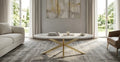 Table Basse Manon Pied doré Plateau Céramique Marbre Blanc 120X60Cm