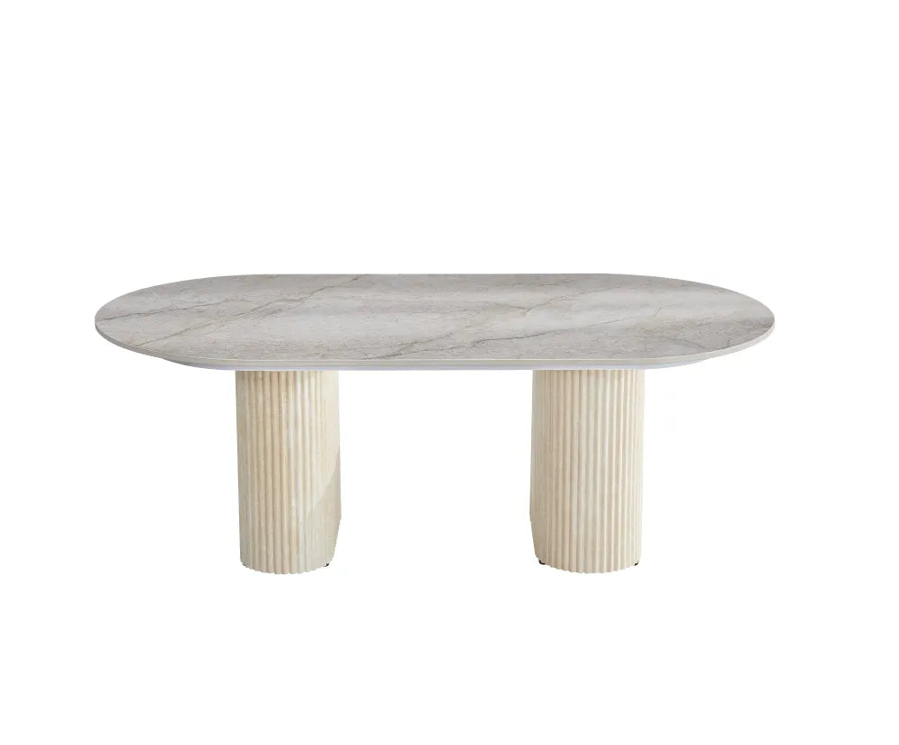 Table Basse Roxy Pied Travertin Céramique Shakespeare Gris 120X60Cm