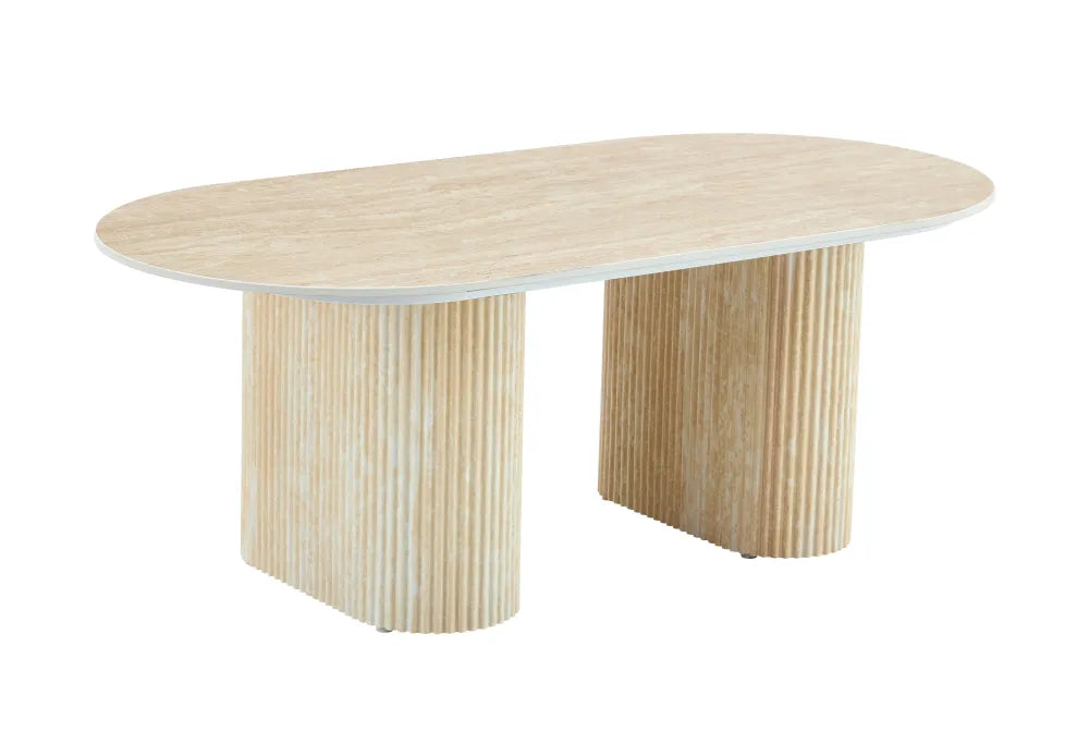 Table Basse Roxy Pied Effet Travertin Céramique Travertin Mat 120X60X45Cm