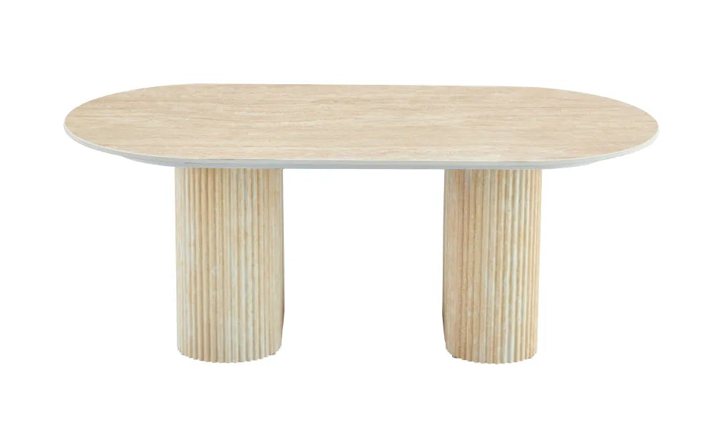 Table Basse Roxy Pied Effet Travertin Céramique Travertin Mat 120X60X45Cm