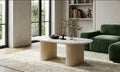 Table Basse Roxy Pied Effet Travertin Céramique Marbre Blanc 120X60X45Cm