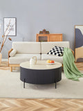 Table Basse Ruby Pied Noir Céramique Effet Travertin Mat 80Cm