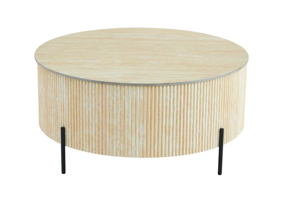 Table Basse Ruby Pied Effet Travertin Céramique Effet Travertin Mat 100Cm