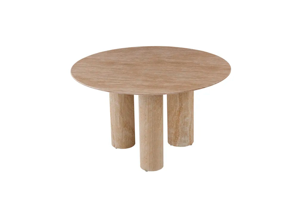 Table Repas Anaïs Pieds métal Travertin Plateau Céramique Travertin 120 Cm
