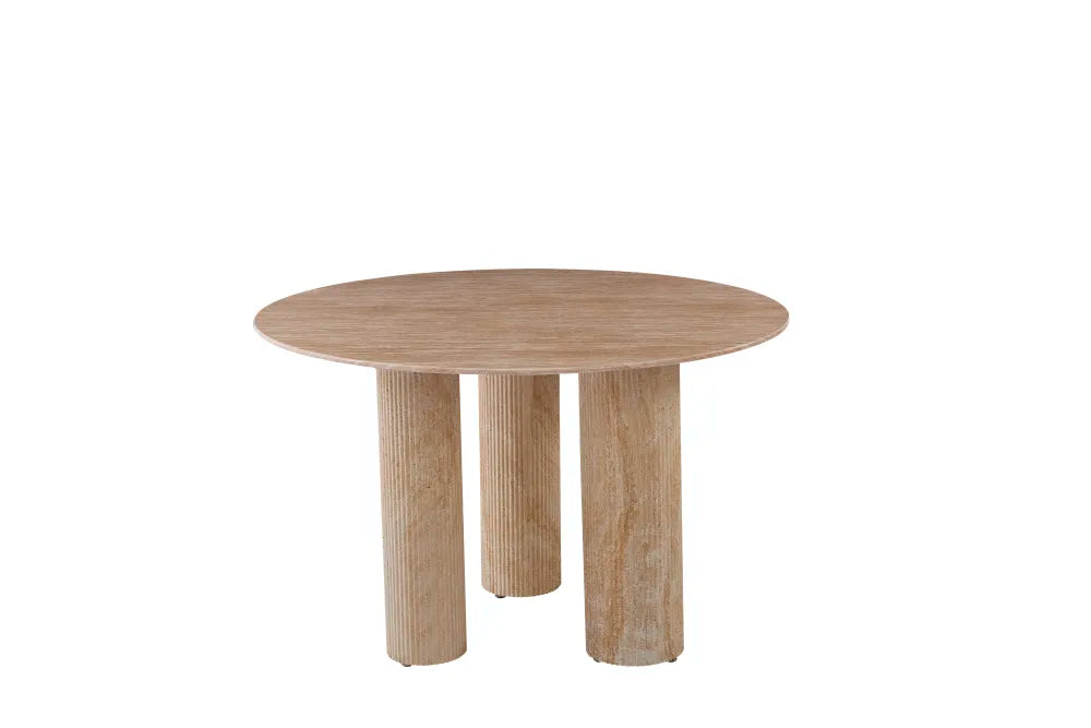 Table Repas Anaïs Pieds métal Travertin Plateau Céramique Travertin 120 Cm