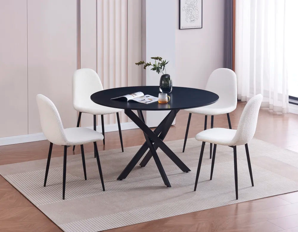 Table Repas Jessica métal Noir Bois Noir 120 Xxl