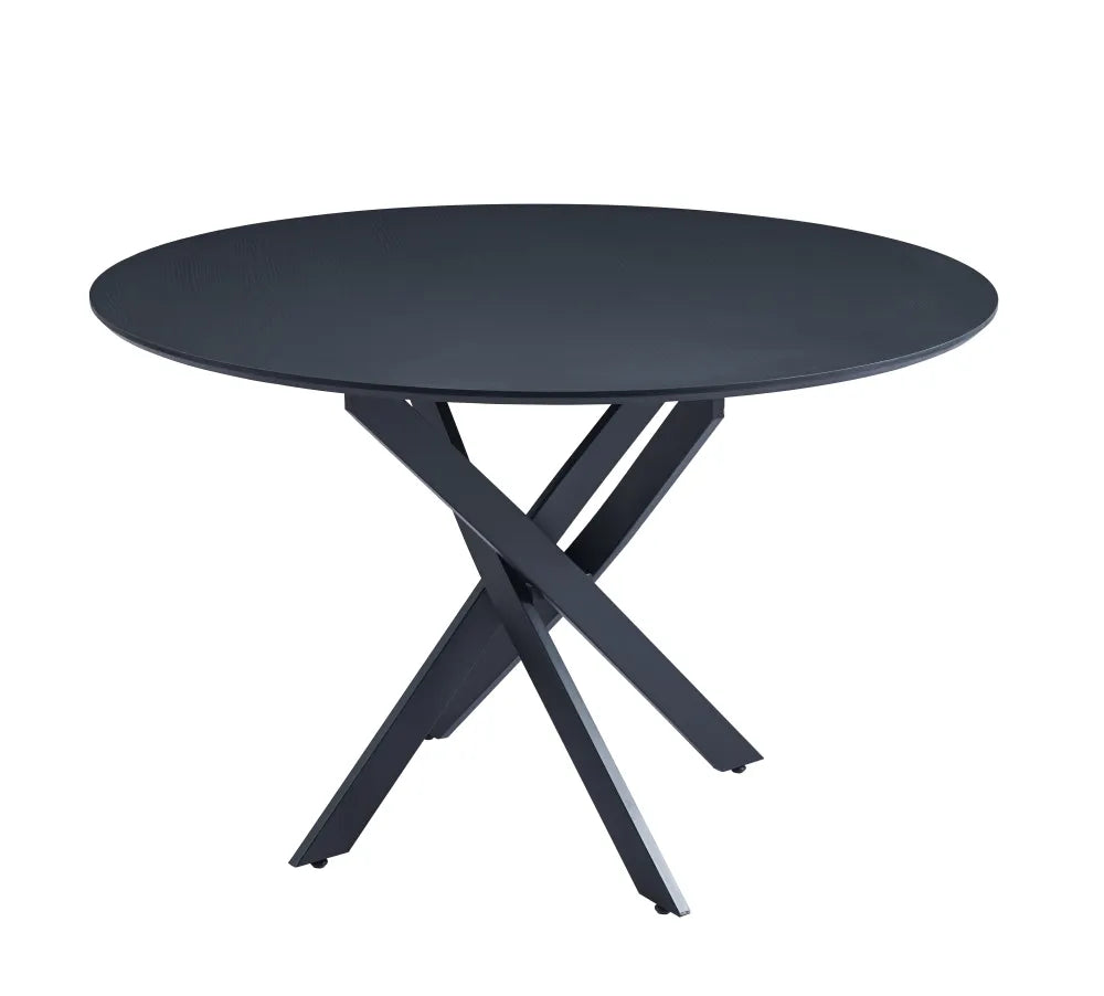Table Repas Jessica métal Noir Bois Noir 120 Xxl