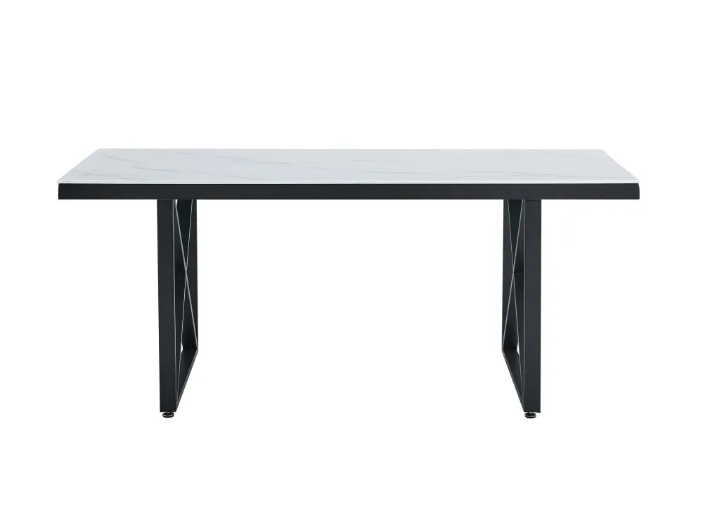 Table Repas Levanto métal Noir Marbre Beige 180X90X75 Cm