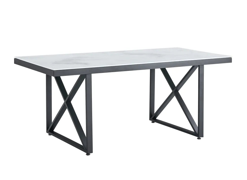 Table Repas Levanto métal Noir Marbre Beige 180X90X75 Cm