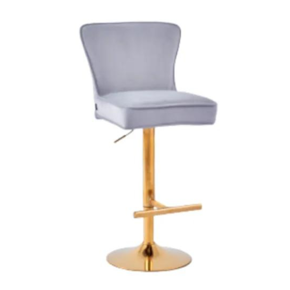 Tabouret de bar Gabrielle Or velours gris