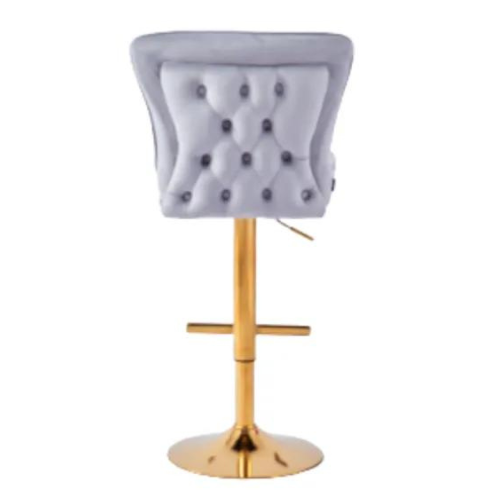 Tabouret de bar Gabrielle Or velours gris