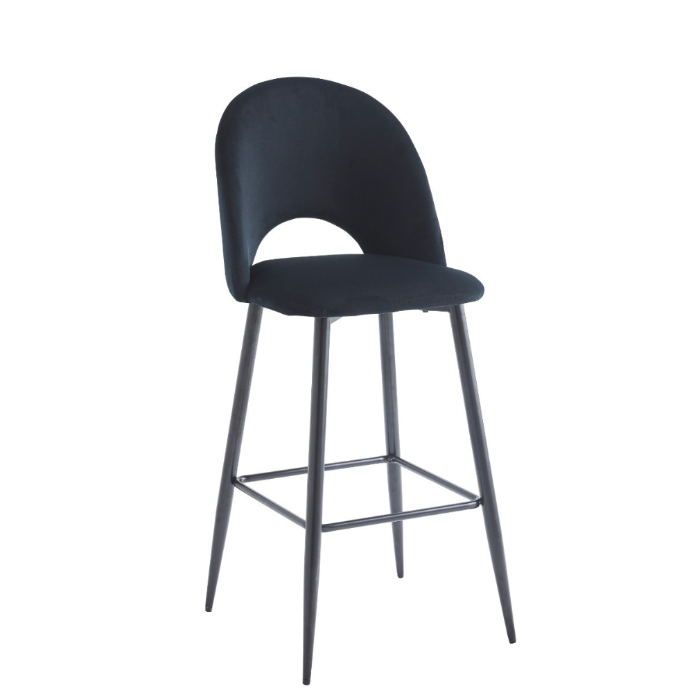 Tabouret Amelia Noir velours Noir