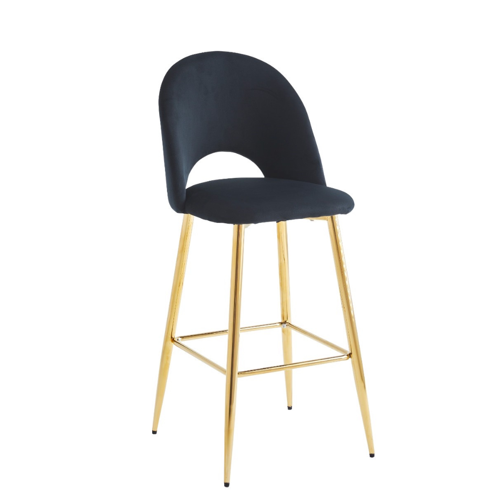 Tabouret Amelia Or velours Noir