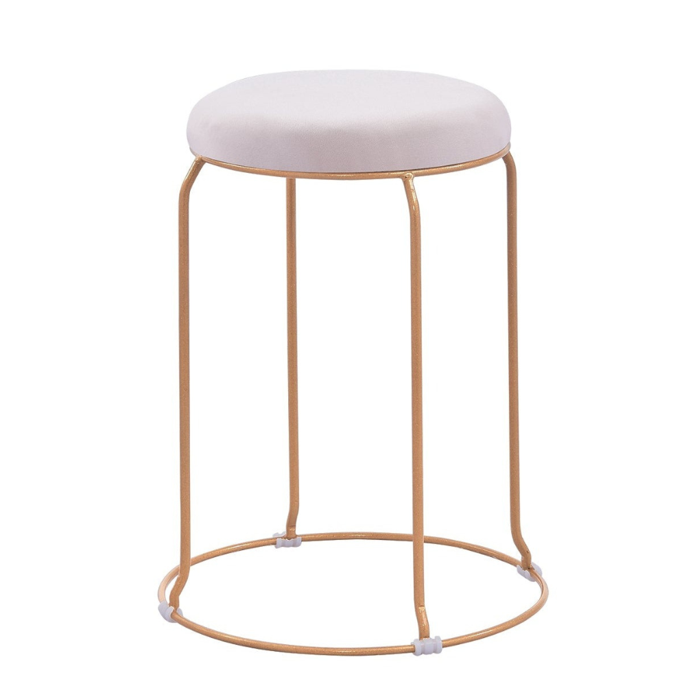 Tabouret Dijeaux Or velours Beige