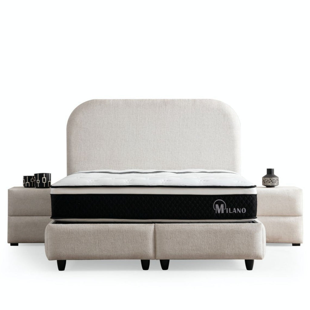 Lit Coffre Jade blanc cassé tissu chenille
