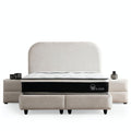 Lit Coffre Jade blanc cassé tissu chenille