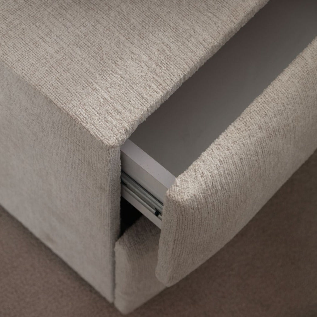 Lit Coffre Jade blanc cassé tissu chenille