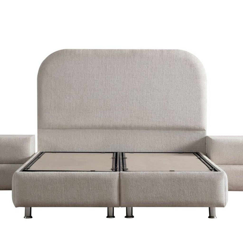 Lit Coffre Jade blanc cassé tissu chenille