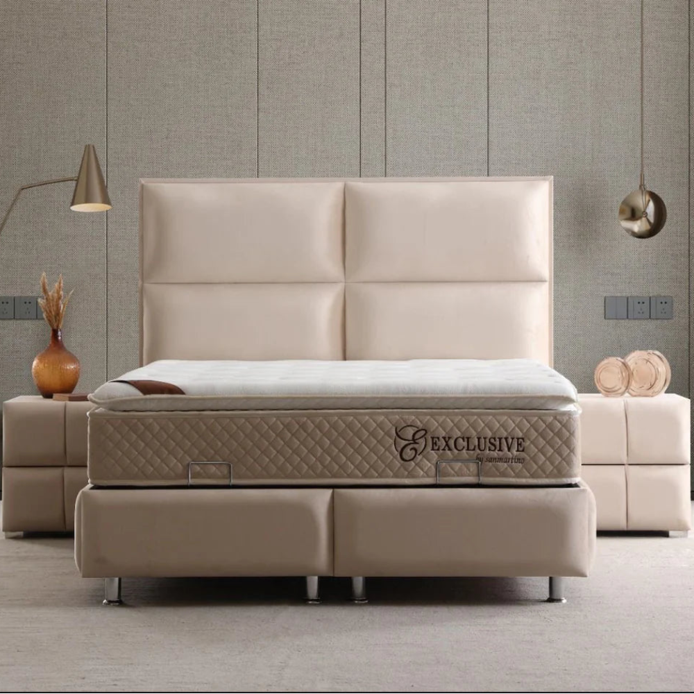 Lit coffre Sydney velours Beige