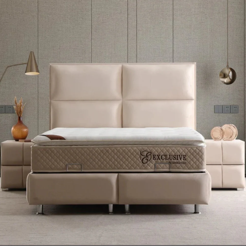 Lit coffre Sidney velours Beige