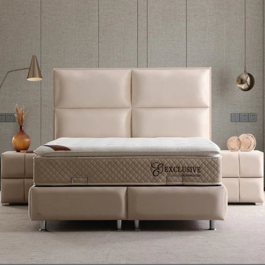 Lit coffre Sydney velours Beige