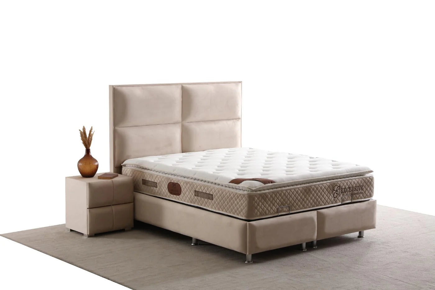 Lit coffre Sydney velours Beige