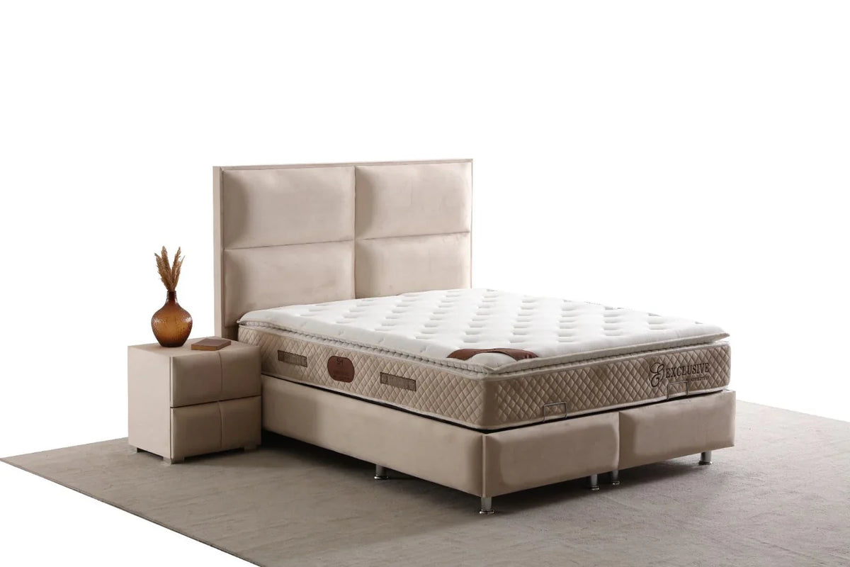 Lit coffre Sidney velours Beige