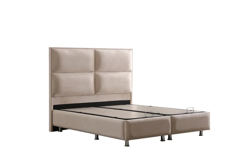 Lit coffre Sidney velours Beige