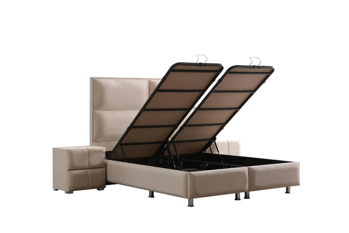 Lit coffre Sidney velours Beige