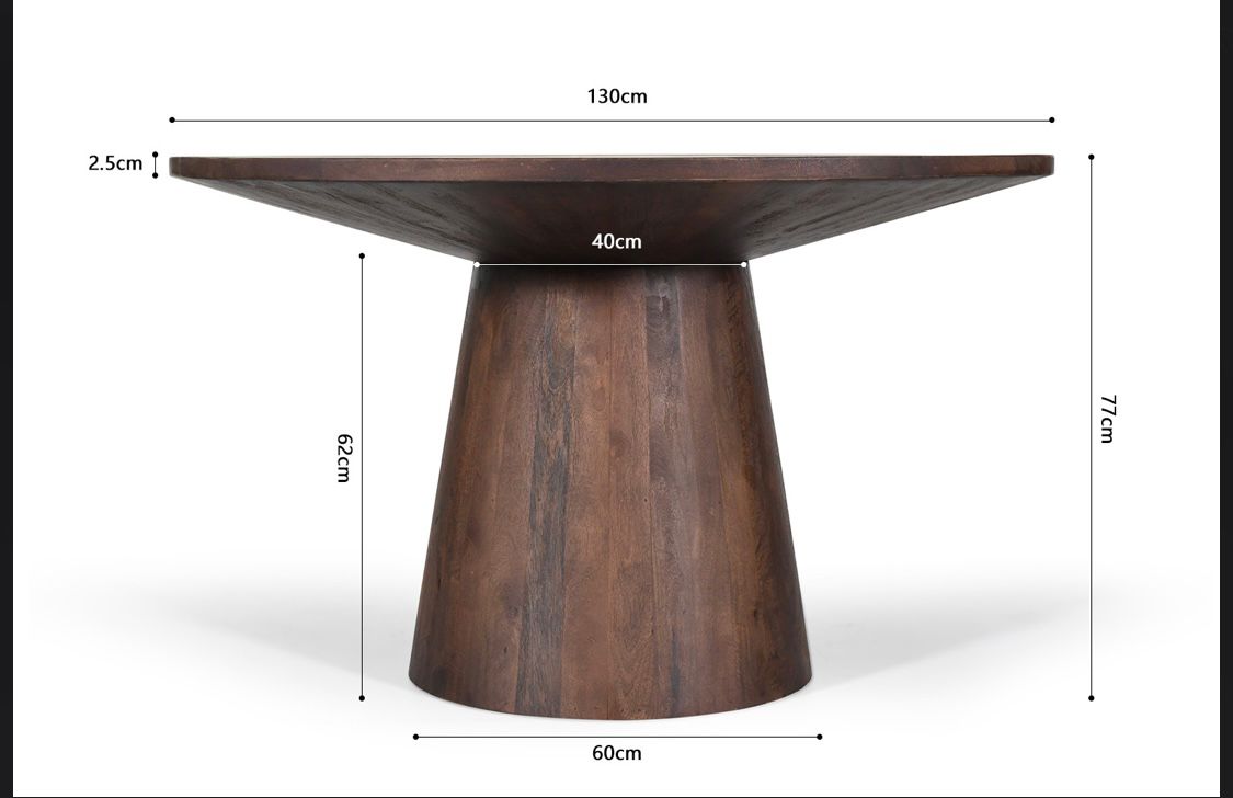 Table à manger Tommy Ronde en bois de manguier 130cm
