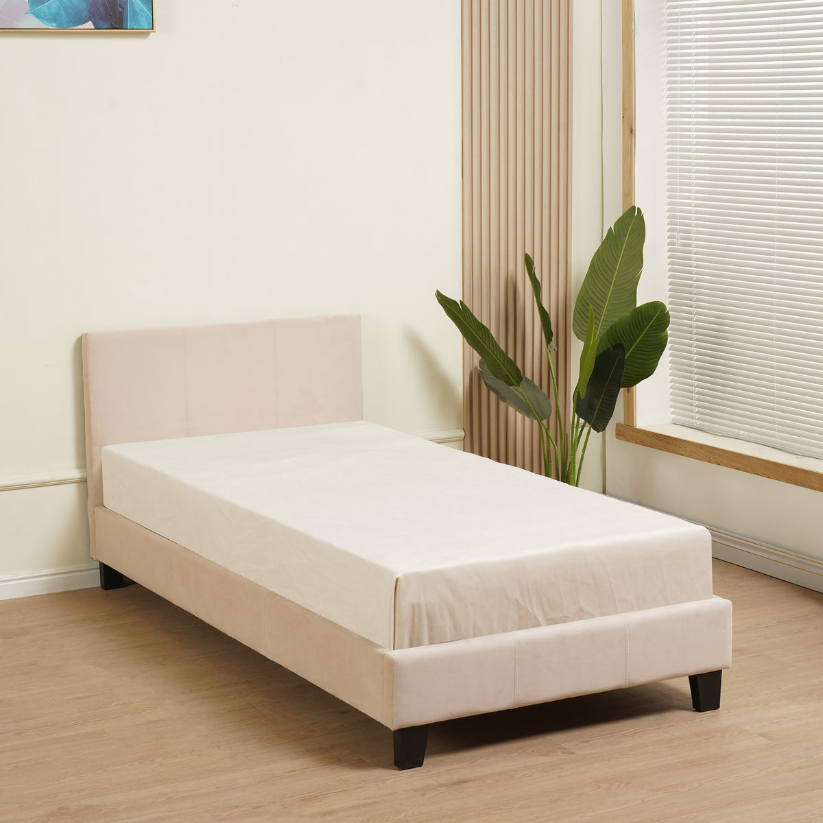 Lit Melbourne Velours - 90x190, Beige