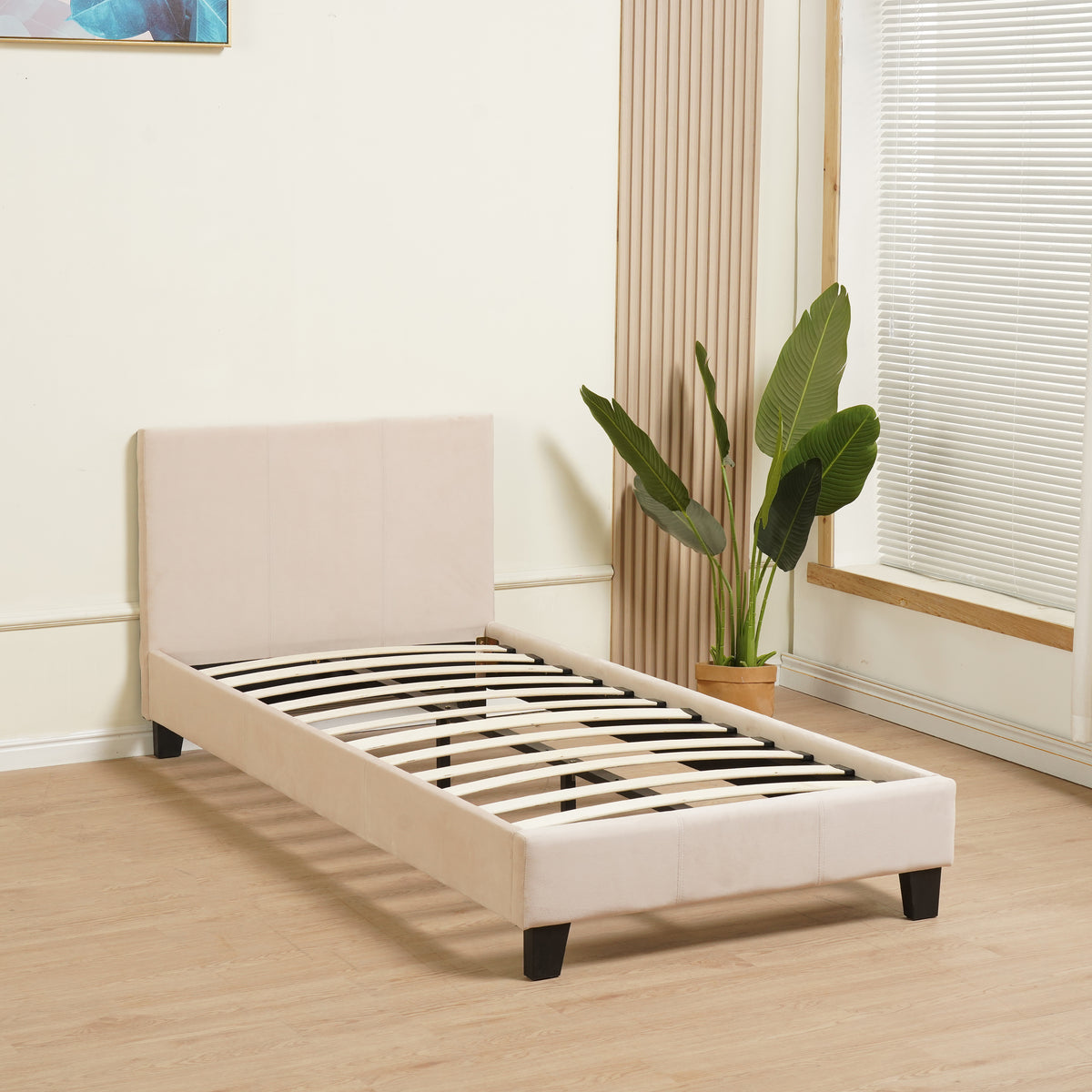 Lit Melbourne Velours - 90x190, Beige