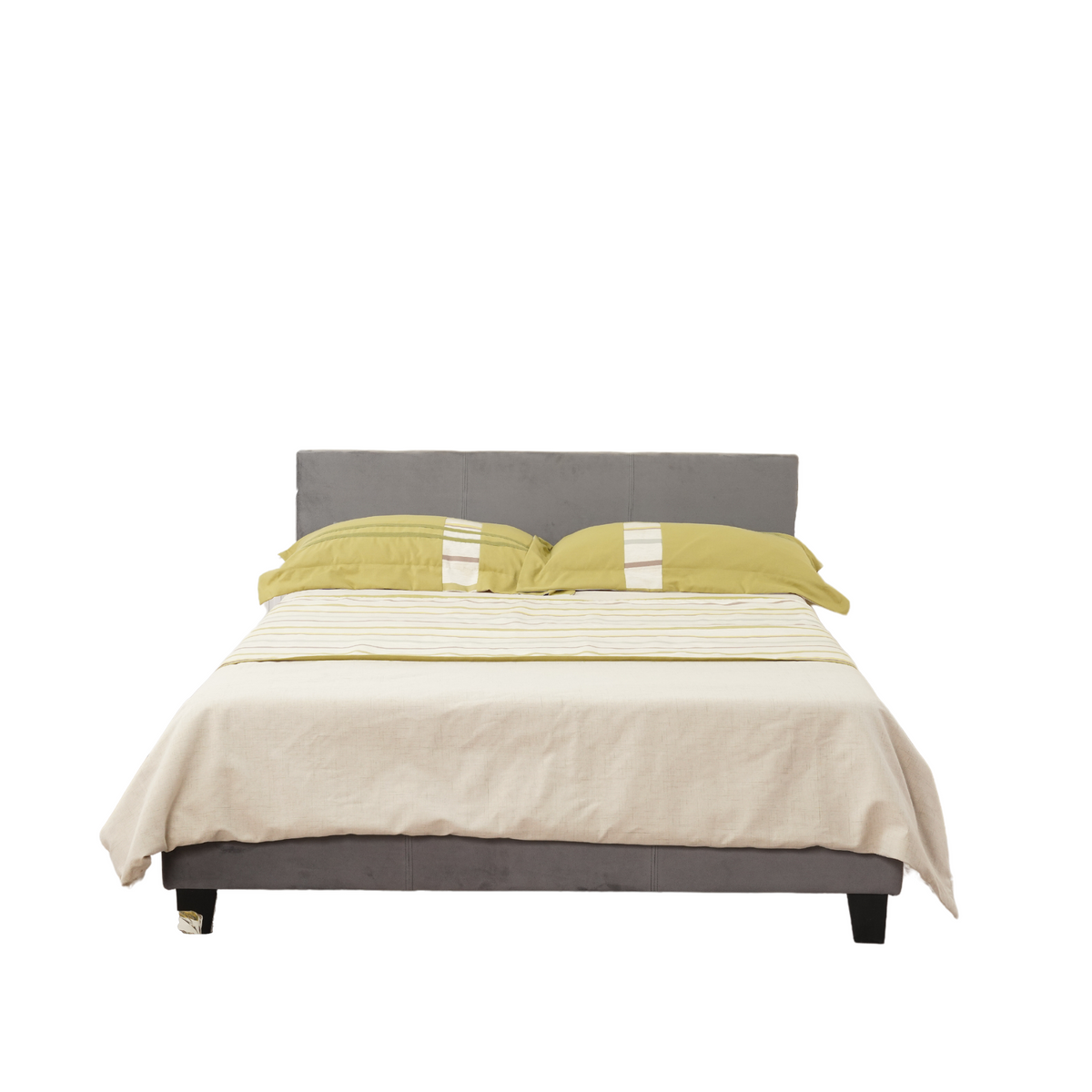 Lit Melbourne Velours - 140x190, Gris