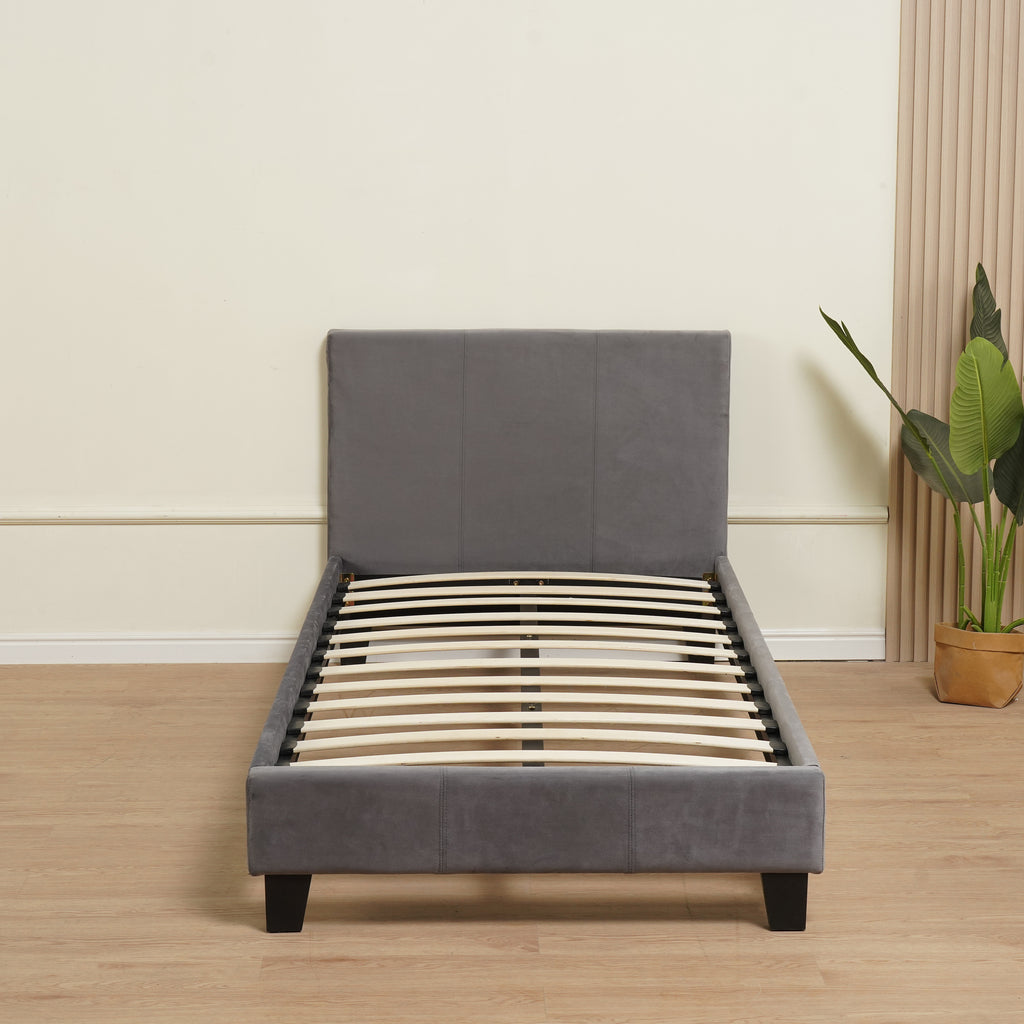 Lit Melbourne Velours - 90x190, Gris