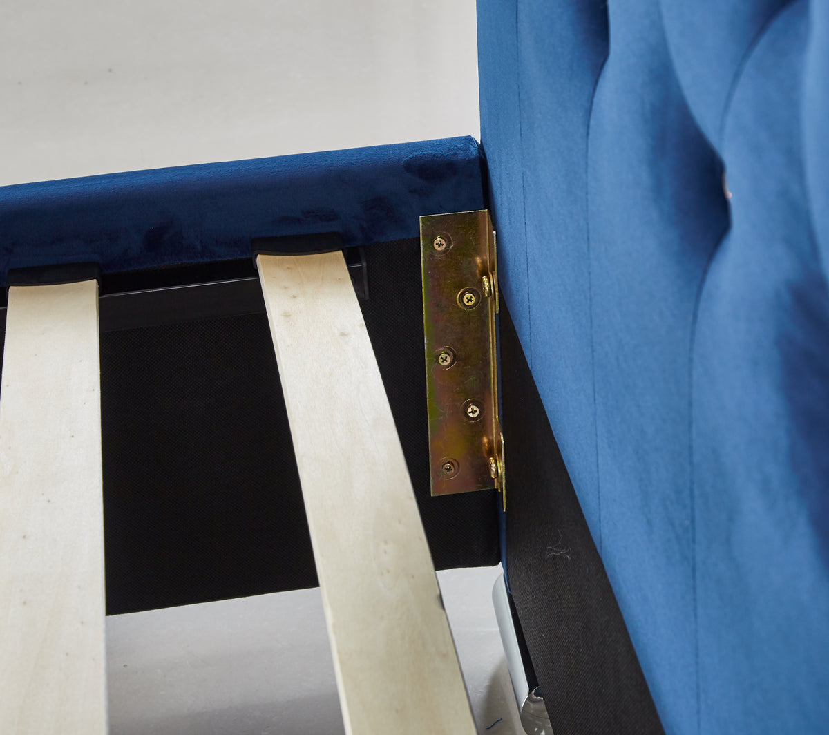 Lit Prestige Capitonne Avec Diamant Velours - 140x190, Bleu