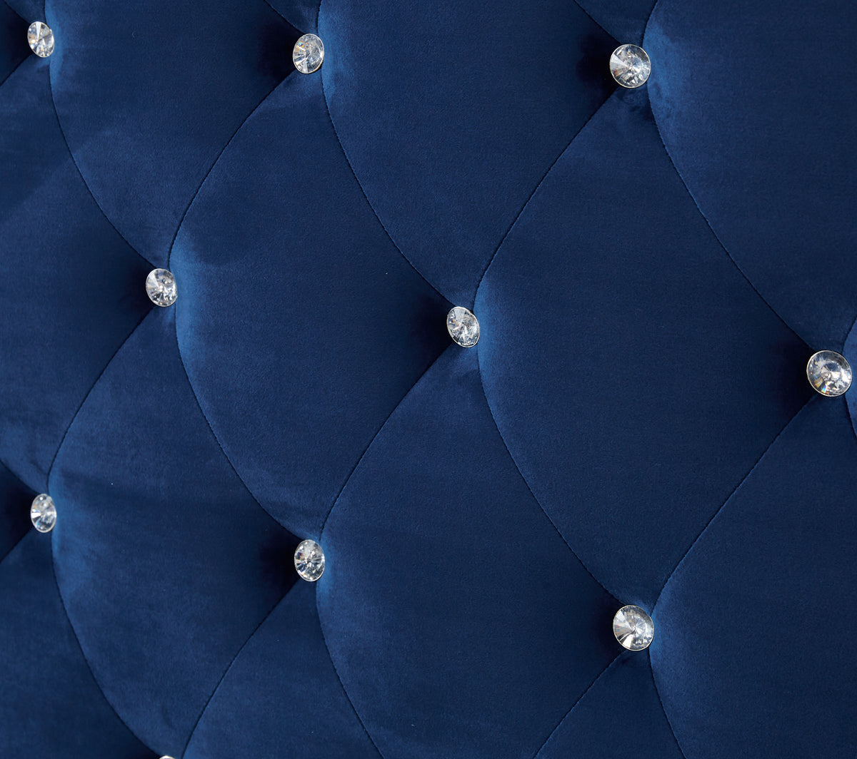 Lit Prestige Capitonne Avec Diamant Velours - 160x200, Bleu