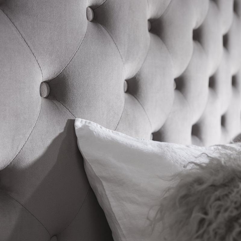 Lit Prestige Capitonne Avec Diamant Velours - 160x200, Gris