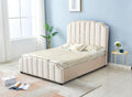 Lit Pepper Capitonne En Ligne Velours - 160x200, Beige