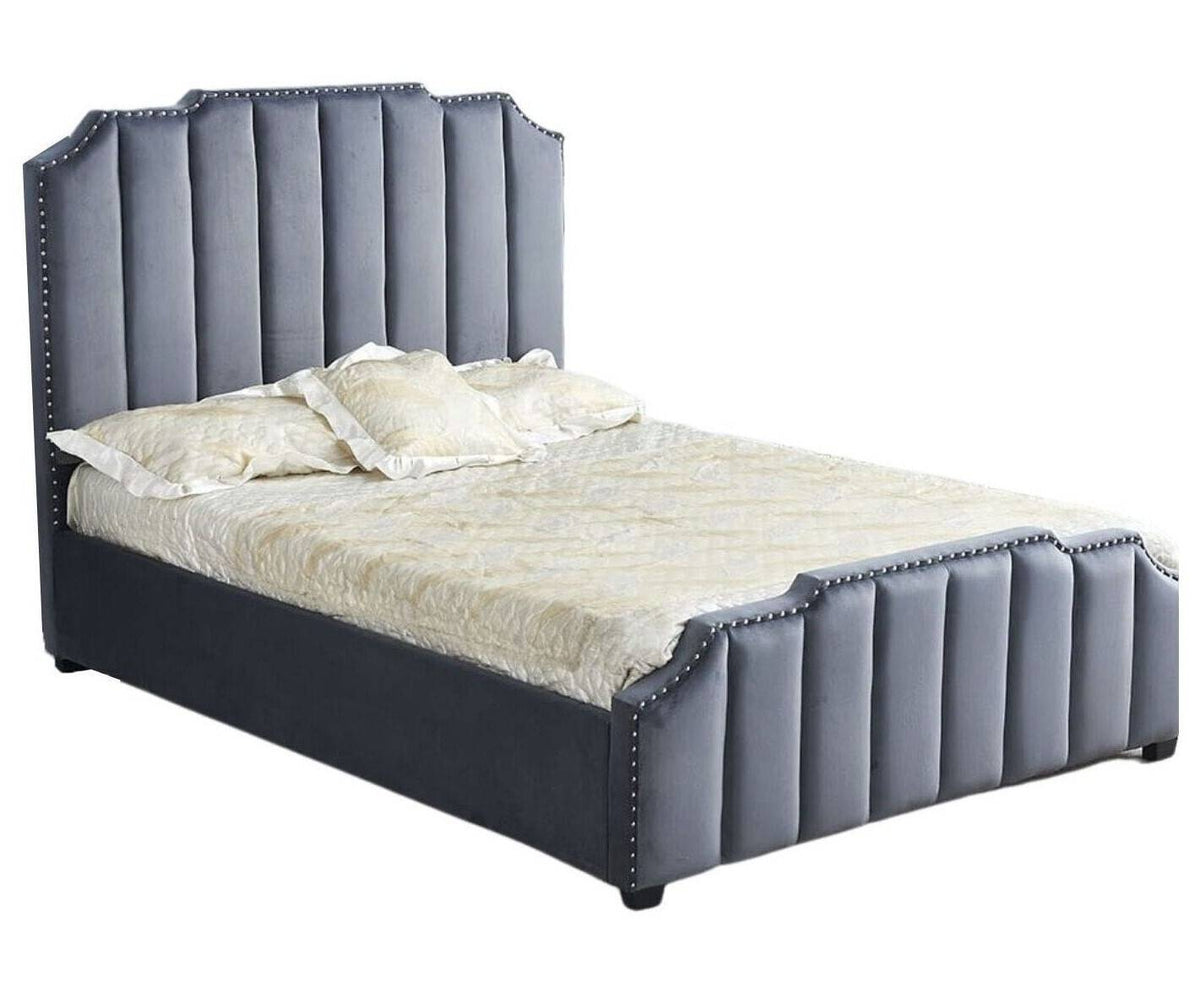 Lit Pepper Capitonne En Ligne Velours - 160x200, Gris