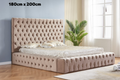 Lit Royal Capitonne Velours moka 180x200 cm