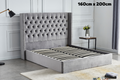 Lit Double Cloute Capitonne Avec Coffre Velours - 160x200, Gris
