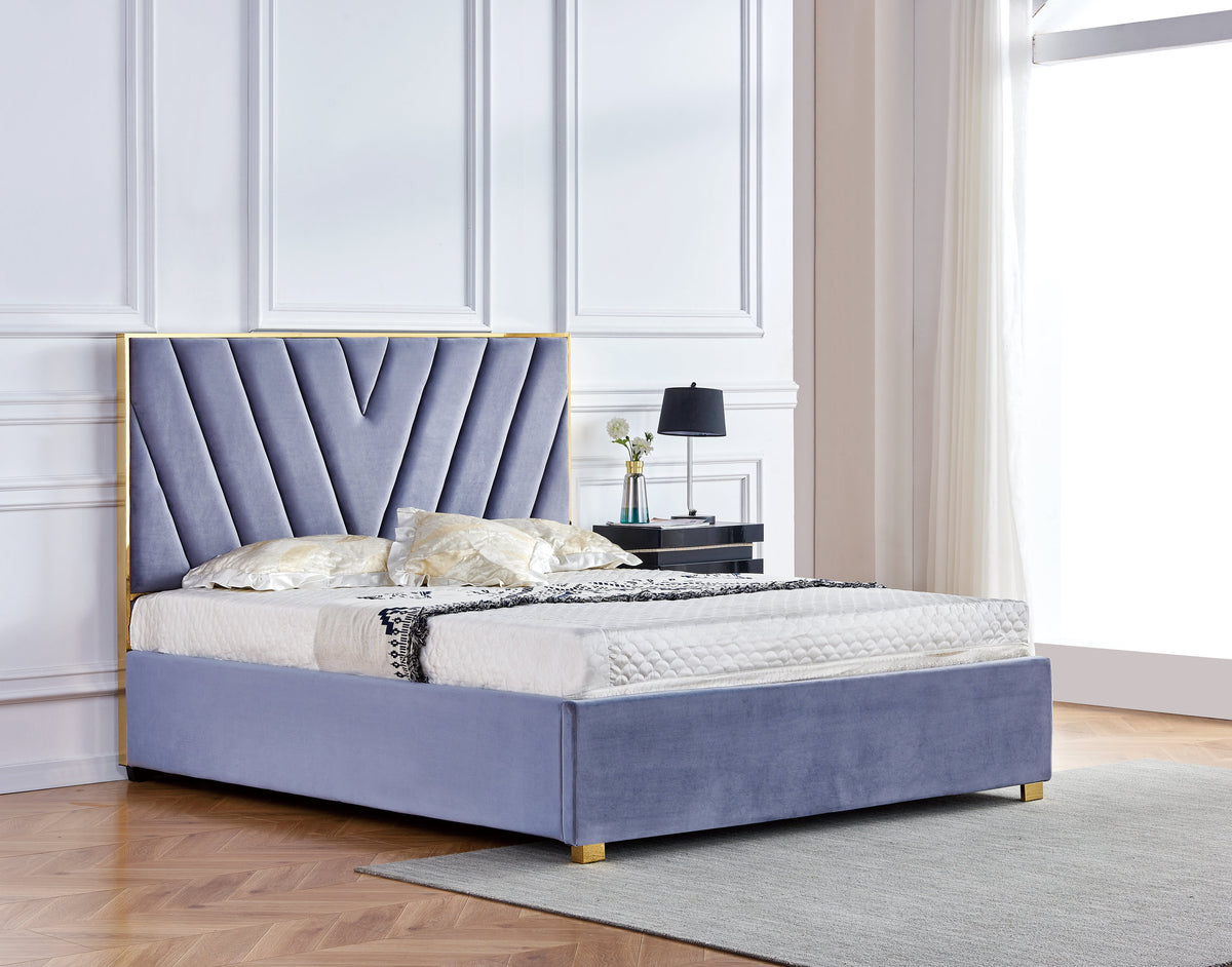Lit Vera Velours - 140x190, Gris