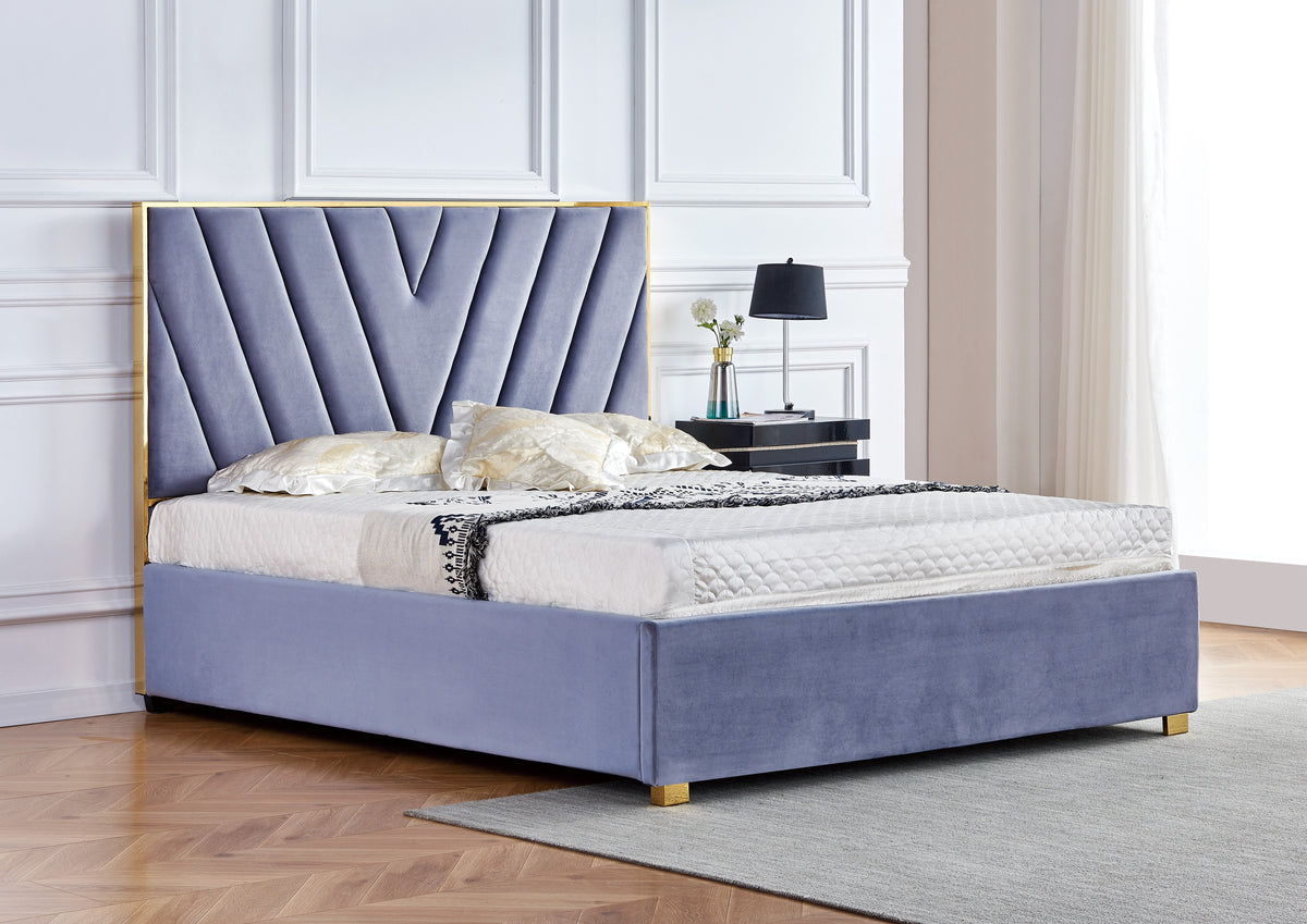 Lit Vera Velours - 160x200, Gris