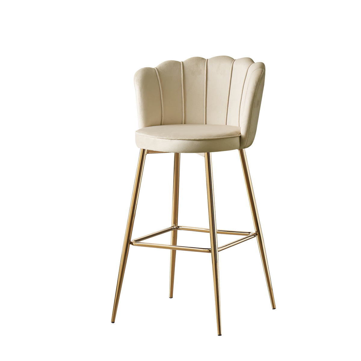 Tabouret de bar Nymphéa en velours Pied doré couleur beige