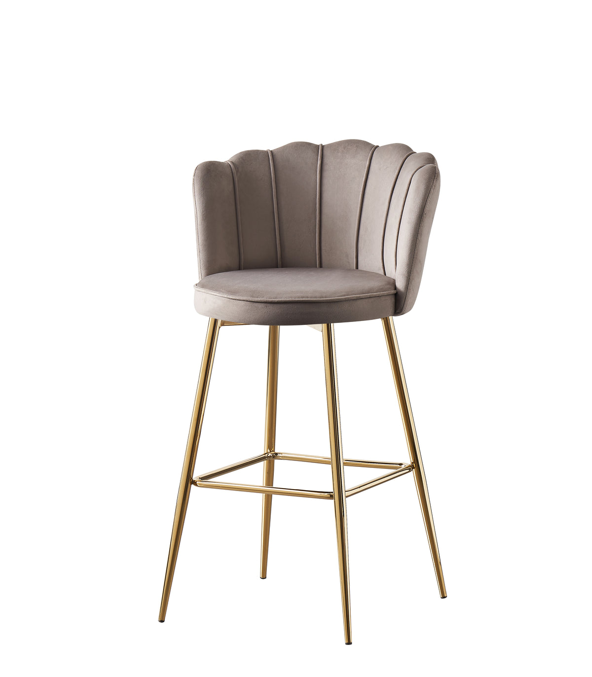 Tabouret de bar Nymphéa en velours Pied doré couleur moka