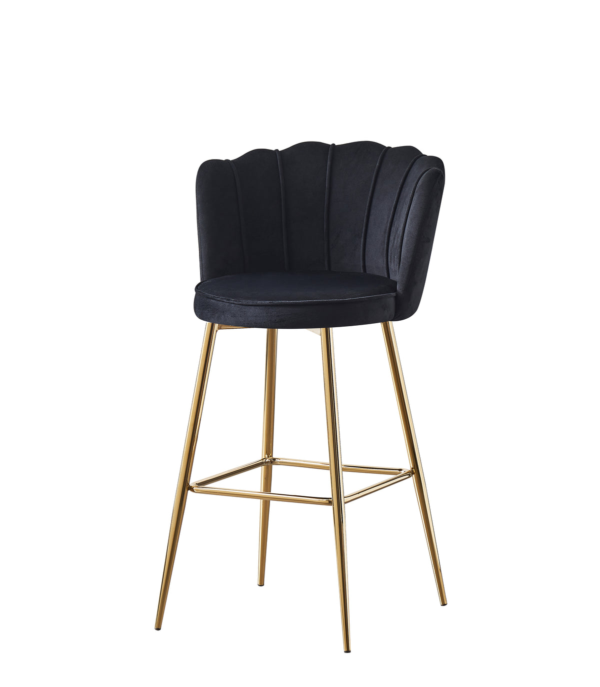 Tabouret de bar Nymphéa en velours Pied doré couleur noir